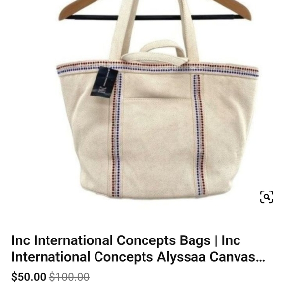 NWT! canvas tote!! Red,white&blue gemstones!4 handles for shoulder or hand carry - Picture 4 of 9
